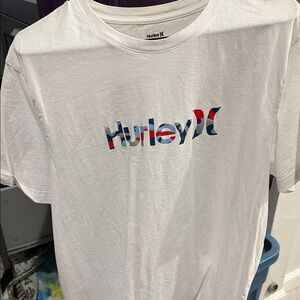 Hurley White Tee with Red and Blue Logo